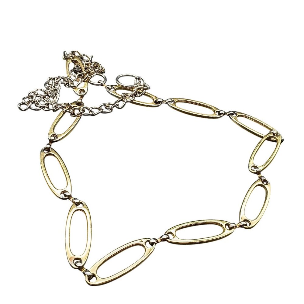 Vintage Gold & Silver Oval Link Belt With Adjustable Chain Closure